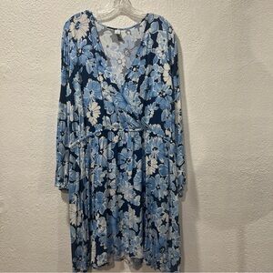 Old Navy Floral Blue Wrap‎ Dress cottagecore